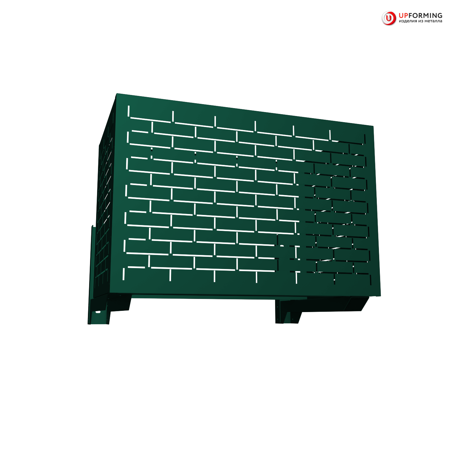 Корзина / короб для наружного блока кондиционера на фасад 900х600х550 мм с перфорацией кирпичики/Зеленый (RAL 6005)