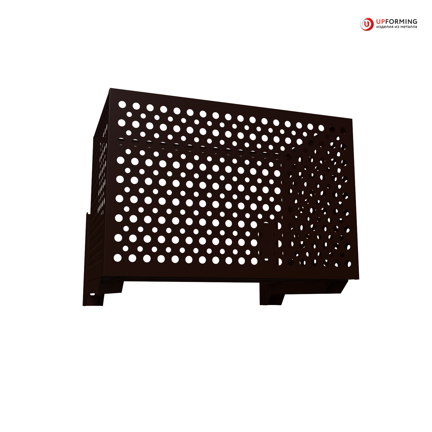 Корзина / короб для наружного блока кондиционера на фасад 900х600х550 мм с перфорацией кружочки/Коричневый (RAL 8017)